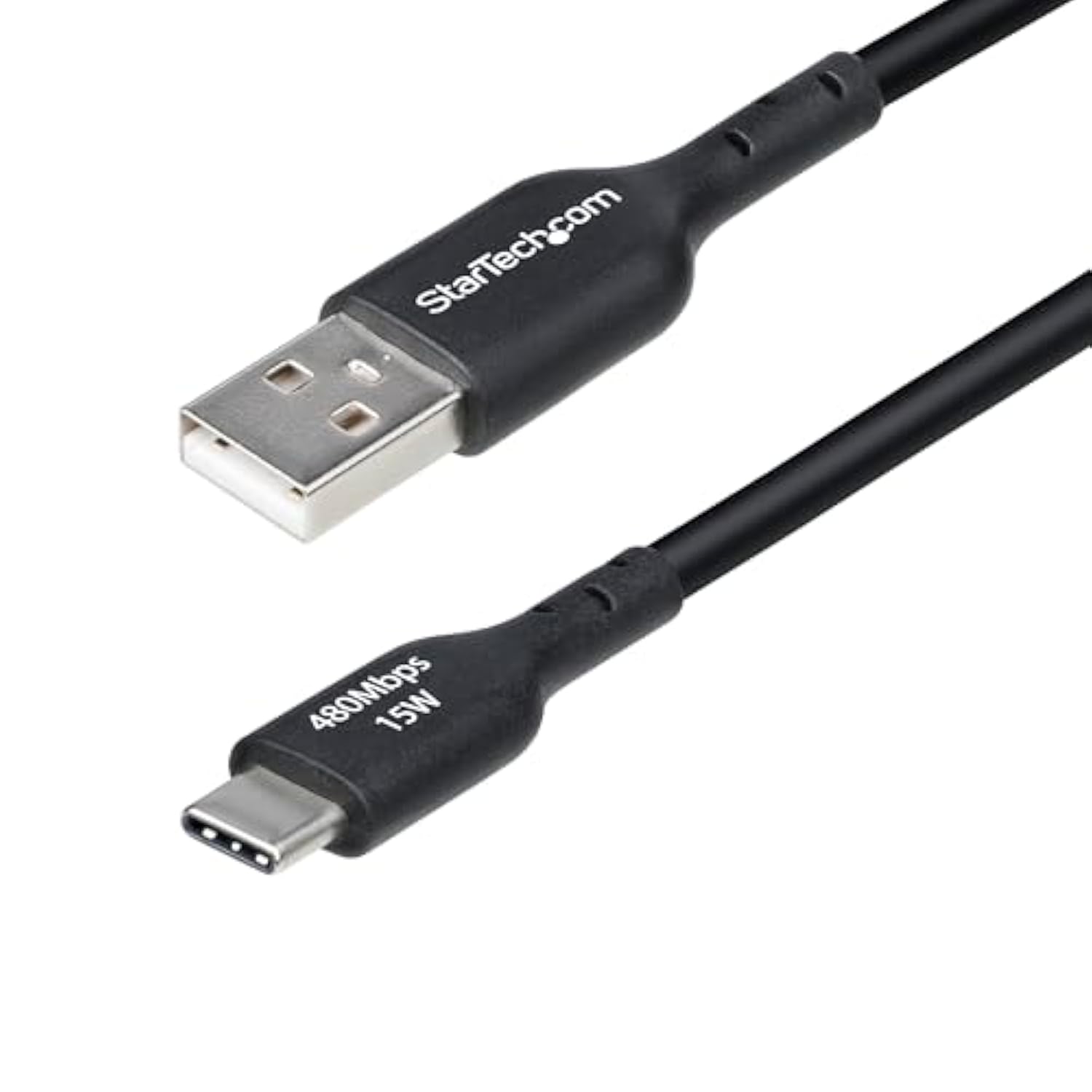 StarTech.com 10ft (3m) USB-A to USB-C Charging Cable, Charge & Sync, 3A, USB 2.0, TPE Jacket, Black USB Charging Cord