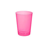 Party Essentials Hard Plastic 10-Ounce Party Cups and Tall Tumblers, Neon Pink, 25-Count