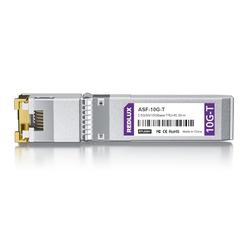 // + Module, Cat.6A/Cat7 Rj45 Connector, Up To 30M, 10Gbase-T Copper Transceiver Compatible For Cisco Sfp-10G-T, Ubiquiti Uf-Rj45-10G, Meraki, Fortinet, Netgear