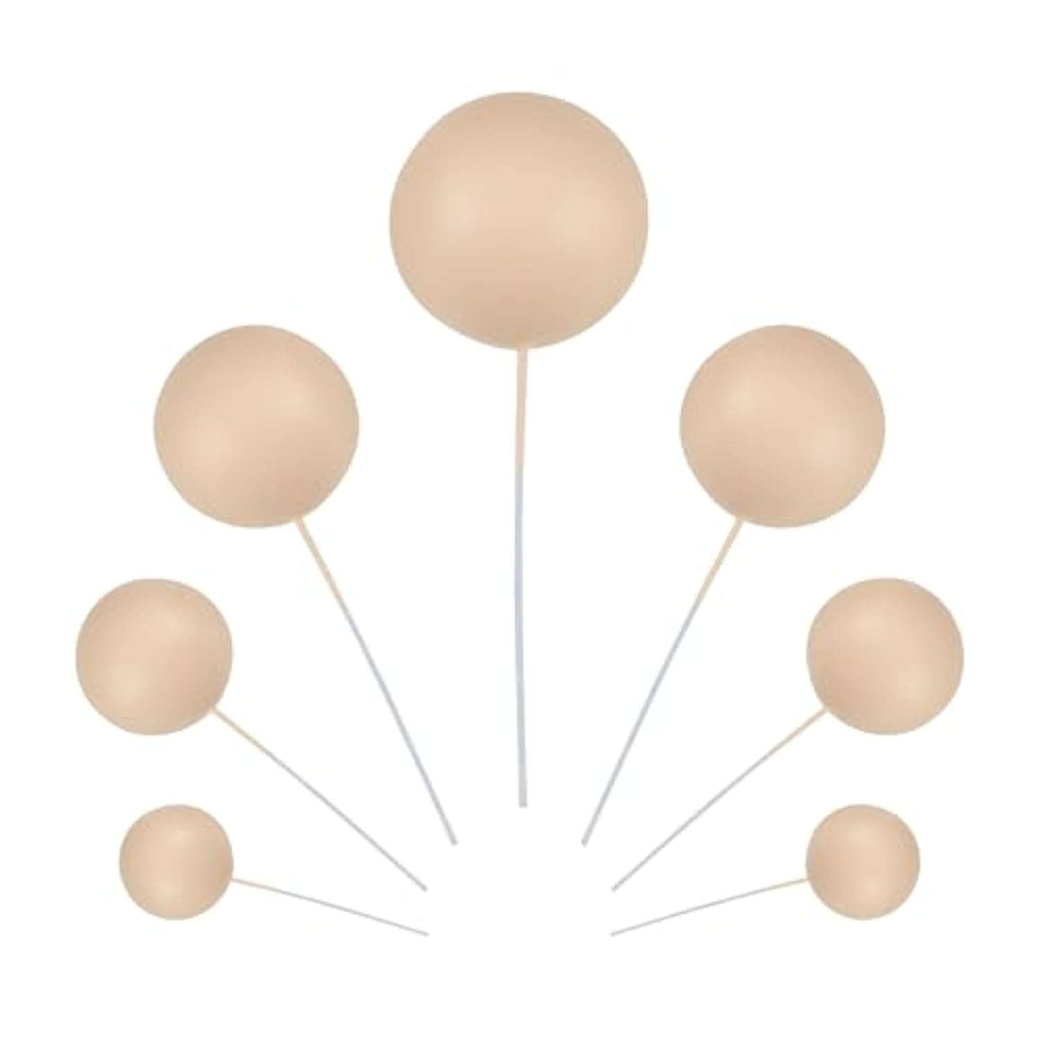 30Pcs Ball Cupcake Toppers Balls Cake Toppes Foam Balls Picks Diy Mini Balloon Cake Topper For Baby Shower Birthday Favor Wedding Anniversary Party Cake Decorations Supplies Khaki