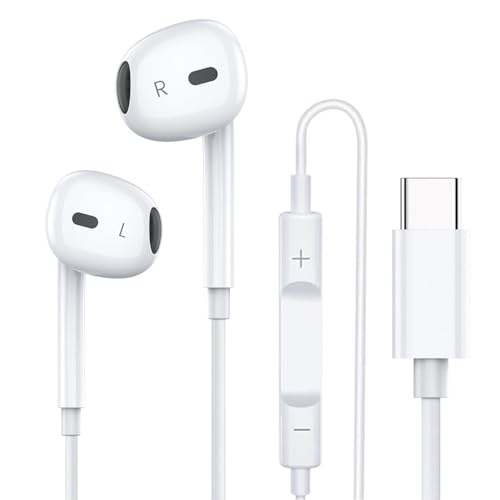 Type C Earphones for iPhone 15 15 Pro 15 Pro Max 16 16 Pro 16 Pro Max 17 17 Pro 17 Pro MaxHeadphones Wired, Stereo in Ear Earbuds Compatible with