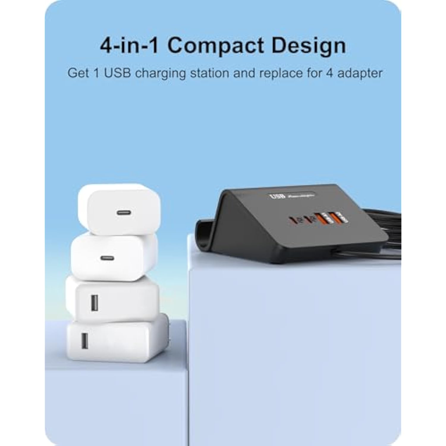 Multiple Usb Charger Station With Usb C Charging Station For Multiple Devices, Usb C Charger For Iphone 15/Pro/Pro Max/Samsung Galaxy, Google Pixel,Htc(Grey-25W)