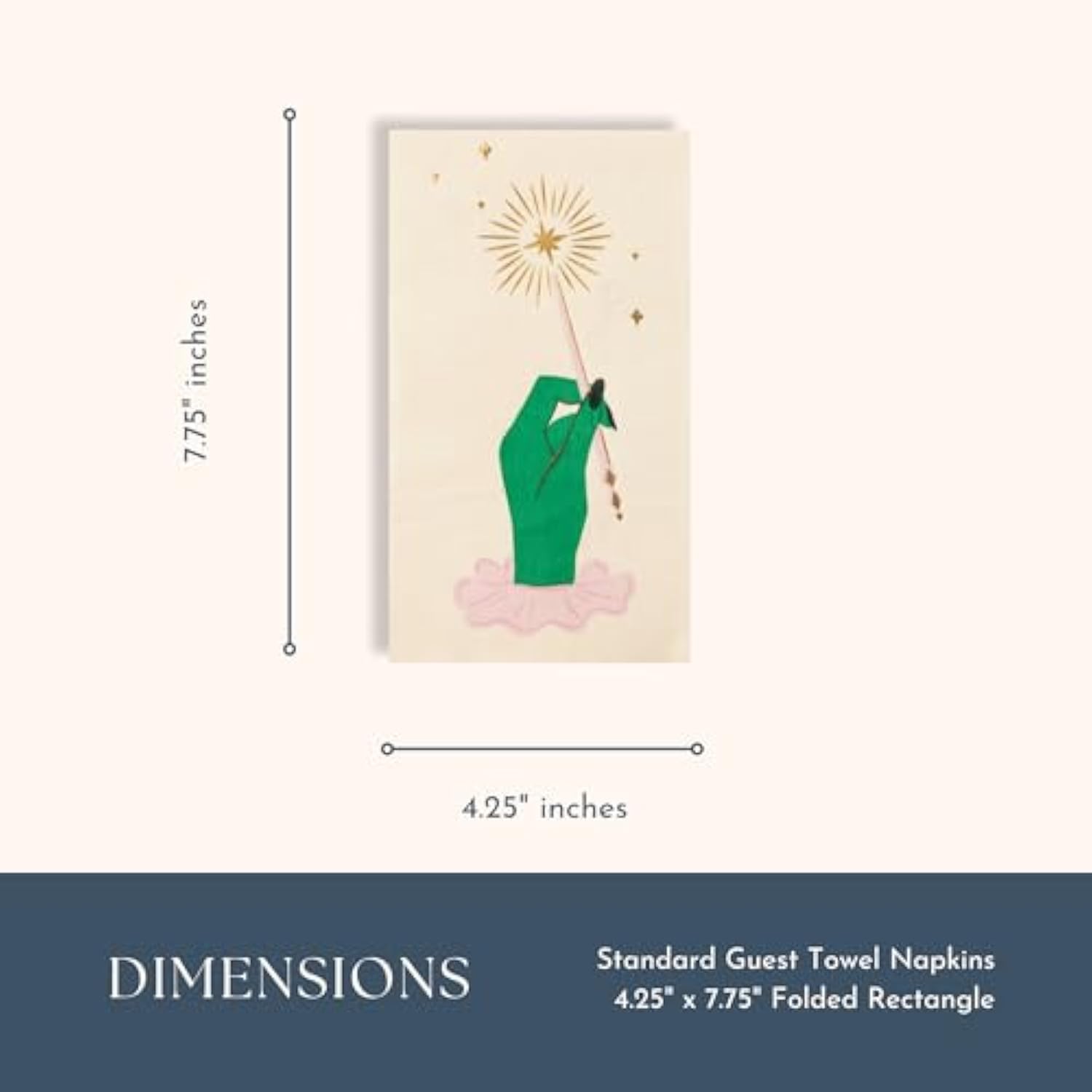 Bonjour Fête Magic Wand Paper Party Guest Towels | 3-Ply Fancy Large Napkins Inspired By Wicked The Movie | Premium Halloween & Party Table Decor | Pack Of 20, 4.25" X 7.75"