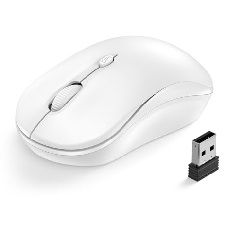 Wireless Mouse For Laptop, 2.4Ghz Computer Mouse For Work, 12-Month Battery Life, 3 Adjustable Dpi 800/ 1200/ 1600, Office Cordless Usb Mice With Usb A Receiver For Pc, Laptop, Desktop, Mac -White