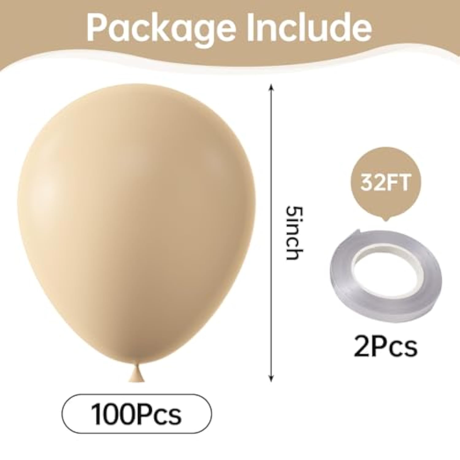 100 Pack 5 Inch Matte Beige Latex Balloons Helium Balloons For Birthda