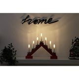 ® Christmas Red Wooden Candle Bridge With Warm White Led Lights - Battery Operated