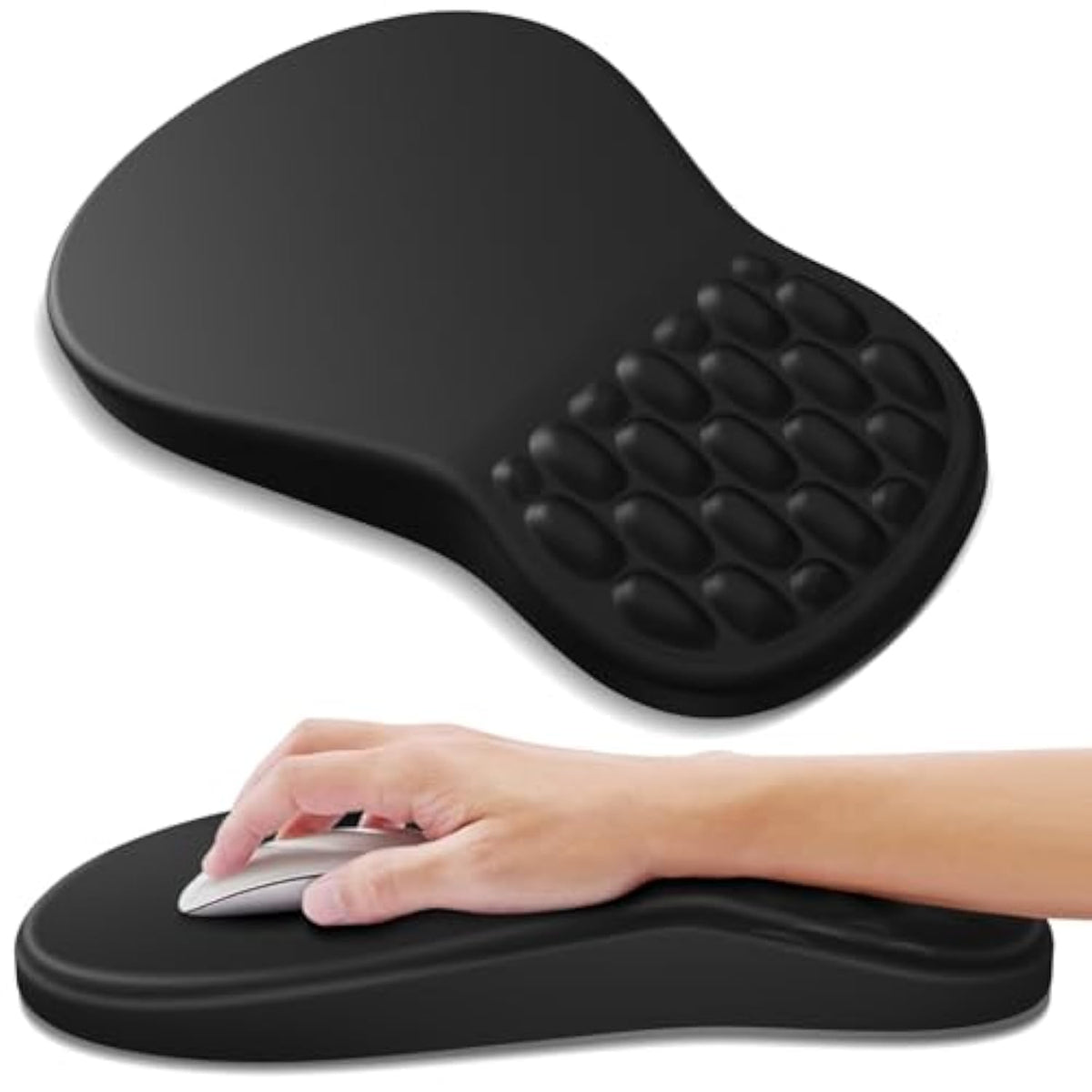 Ergonomic Mouse Pad With Wrist Rest Support, Mousepad With Comfortable Memory Foam Wrist Rest And Nonslip Pu Base For Pain Relief, Computer, Laptop, Office, Home (Black)