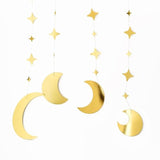 Gold Star Moon Garlands To The Moon Party Decorations Celestrial Birthday Decor Moon Phase Hanging Streamer Crescent Stars Kids Room Witchy Whimsical Ramadan Eid Mubarak Party Supplies