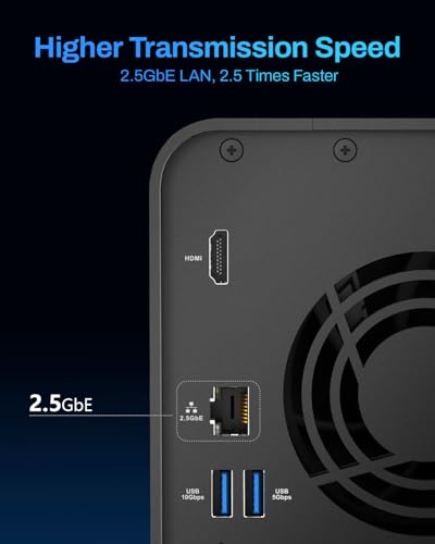 F2-425 2-Bay Nas Storage - Intel X86 Quad-Core Cpu, 4Gb Ram, 2.5Gbe Lan, Network Attached Storage Multimedia Server For Home Users (Diskless)