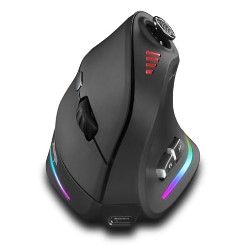 Wireless Ergonomic Vertical Gaming Mouse With Joystick, Bluetooth & 2.4G, 12 Programmable Buttons, Adjustable 24000 Dpi, Rechargeable Rgb Computer Mouse For Pc, Macbook & Laptops