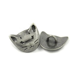 12 Pieces Cute Cat Metal Shank Buttons 18Mm (Gray Silver)