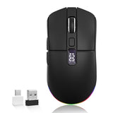 Bluetooth Wireless Mouse, Tri-Mode (2.4G+Bt5.0+Bt5.1) Led Bluetooth Mouse, Usb C Rechargeable With Led Screen Display, 2400 Dpi Computer Mice For Laptop/Pc/Mac/Ipad-Black