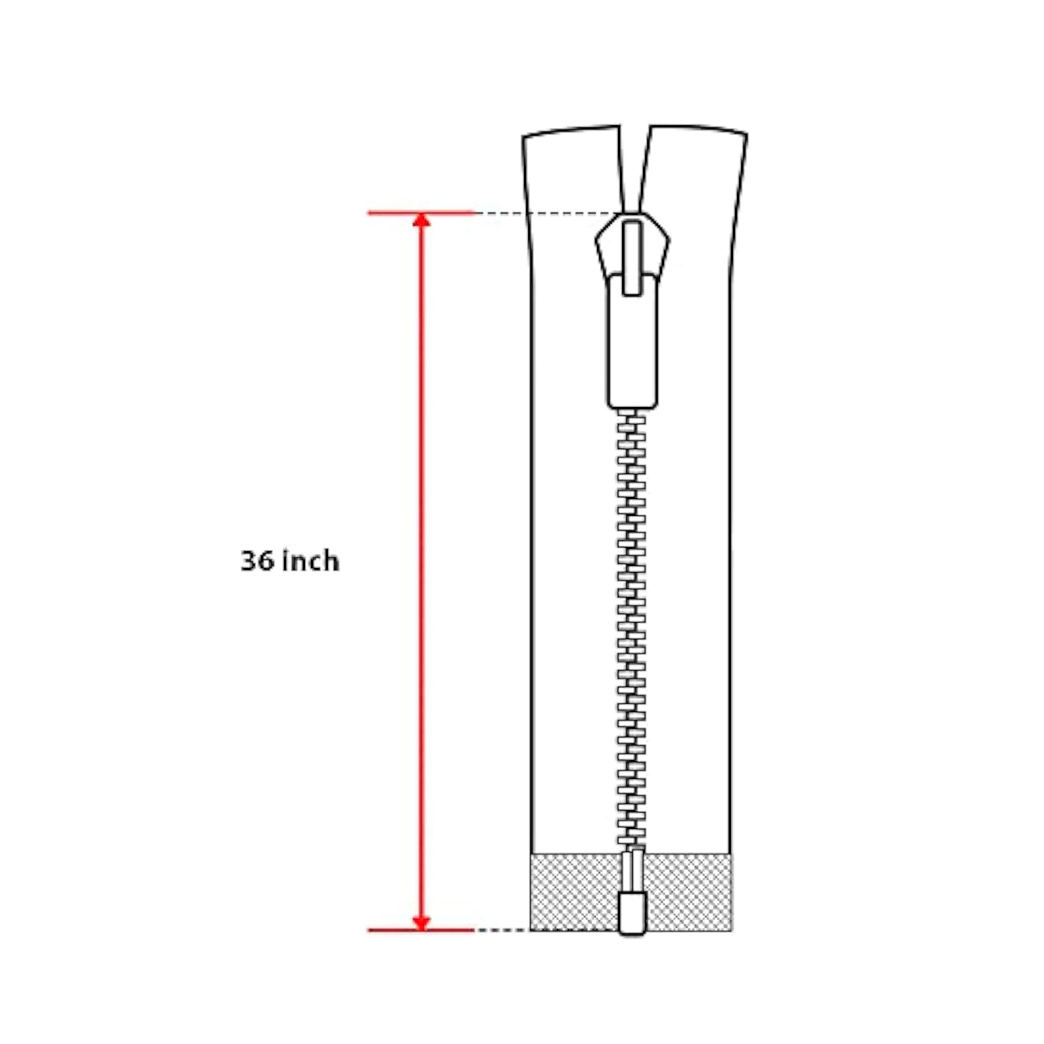 Molded Plastic Jacket Zipper 36" White Zip For Sewing Craft
