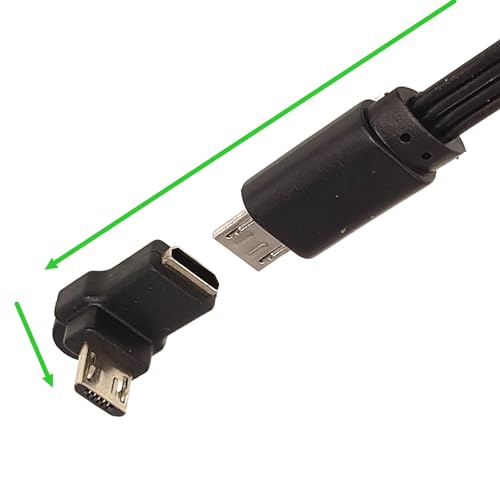 Micro USB 2.0 5Pin Male to Female M to F Extension Connector Adapter Long Plug Connector 90 Degree Right & Left Up Down Angled (UP)