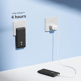 10000mAh Portable Charger with Built-in Cables and AC Wall Plug, USB C Fast Charging Power Bank with 3 Cords,5 Output External Battery Pack Compatible with iPhone,Tablet and All Smart Phones Black