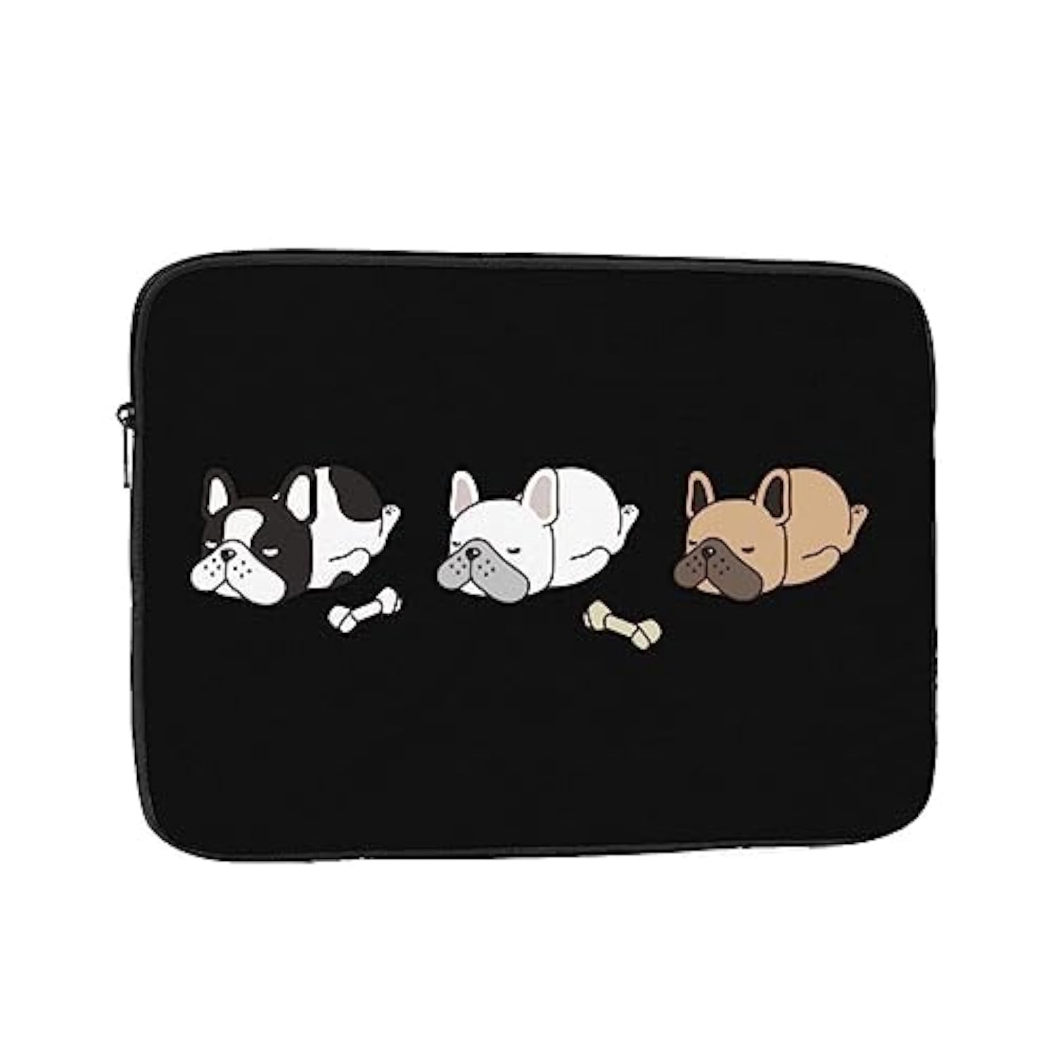Sleeping French Bulldog & Bones 17 Inch Portable Laptop Sleeve Compatible With Macbook Air Notebook Computer Case For Men Women College School Students
