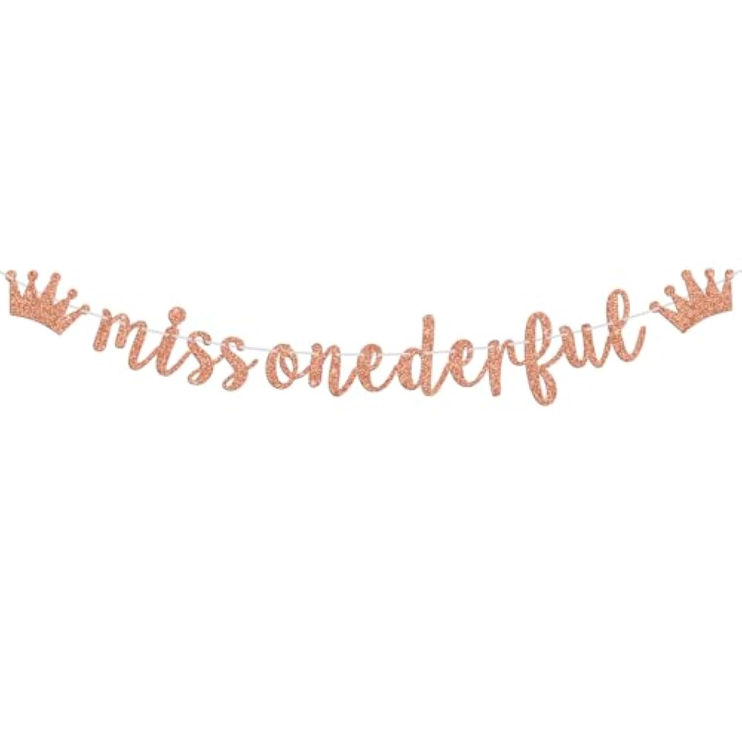 Rose Gold Glitter Miss Onederful Banner, Baby Girl'S 1St Birthday Bunting Sign, Happy 1St Birthday Party Decoration Supplies For Sweet Girl