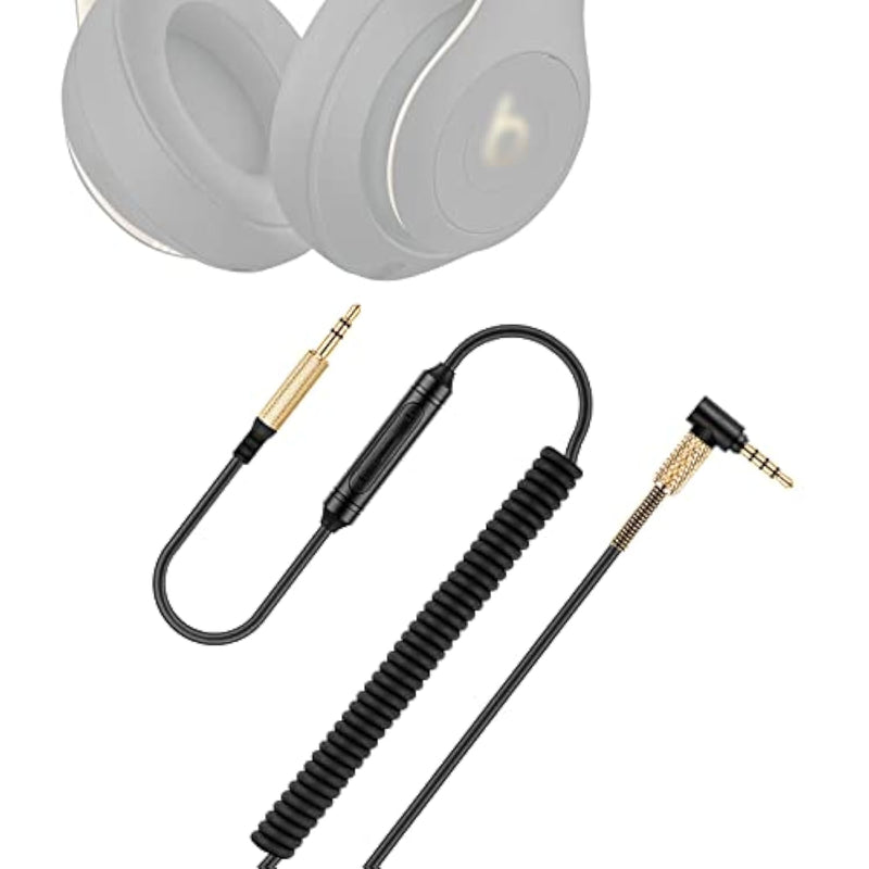Studio3 Coiled Audio Cable For Beats Studio Pro / Studio3 / Solo4 / Solo3 Wireless Headsets, 3.5Mm In-Line Mic/Volume Control Headphone Cord Works On Ps5 Xbox One, 8Ft