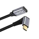 cablecc 10Gbps 100W Male to Female USB 3.1 USB-C Type C Up Down Angled Extension Data Cable with Sleeve for Laptop 2M