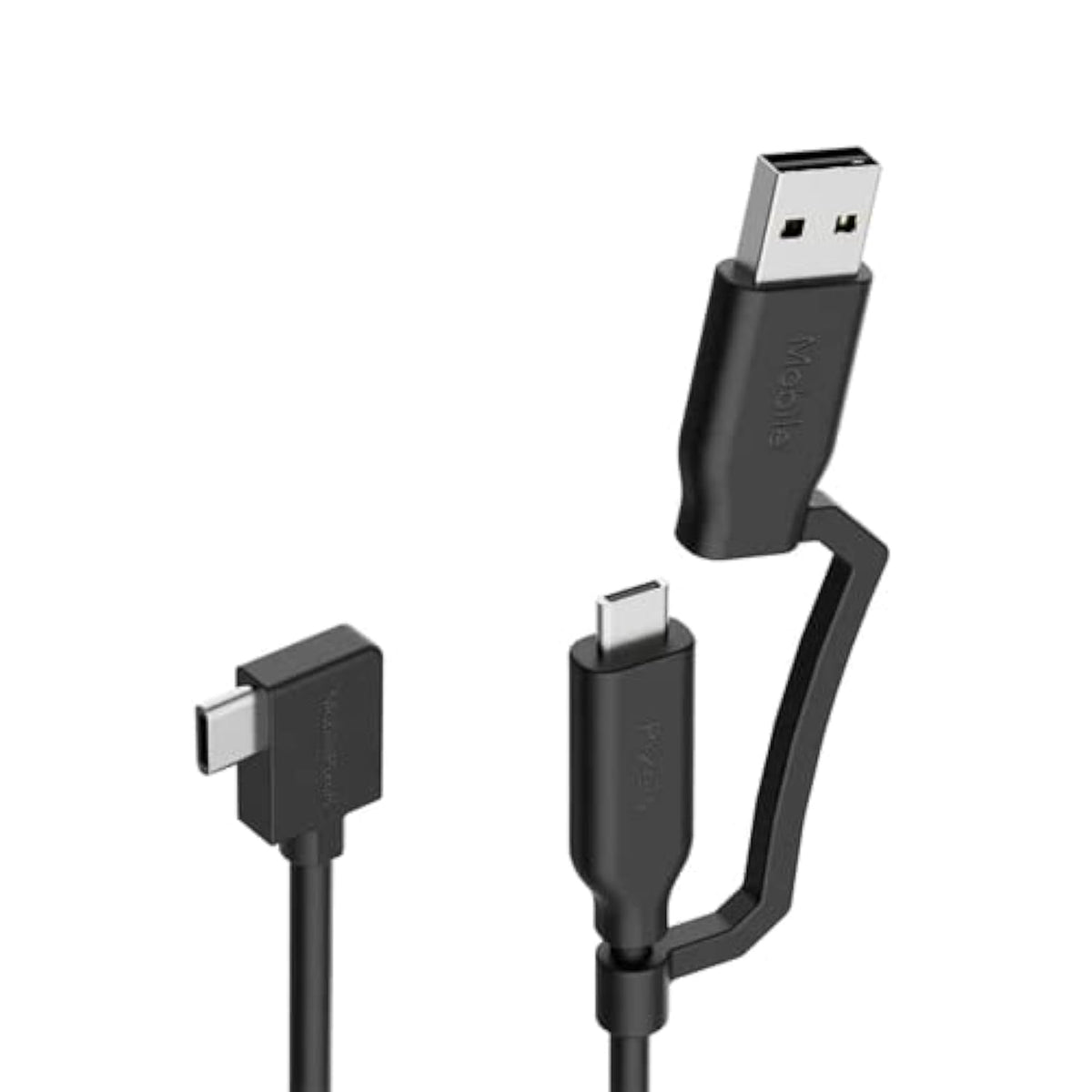Mobile Pixels 2-In-1 Usb Cable,3A/5.0 Gbps Usb Type C To Usb Type A/C Cable With Right Angle Head (3Ft, Black)