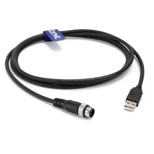 Industrial M12 4 Pin A Code Male to USB 2.0 Male Data Connection Cable High Flex Shielded Moulded IP67 Waterproof Cable 1M