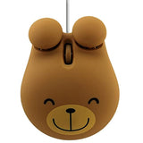 Cute Animal Bear Shape Usb Wired Corded Mouse Optical Mice For Notebook Pc Laptop Computer 1600Dpi 3 Buttons With 3.2 Feet Cord (Brown)