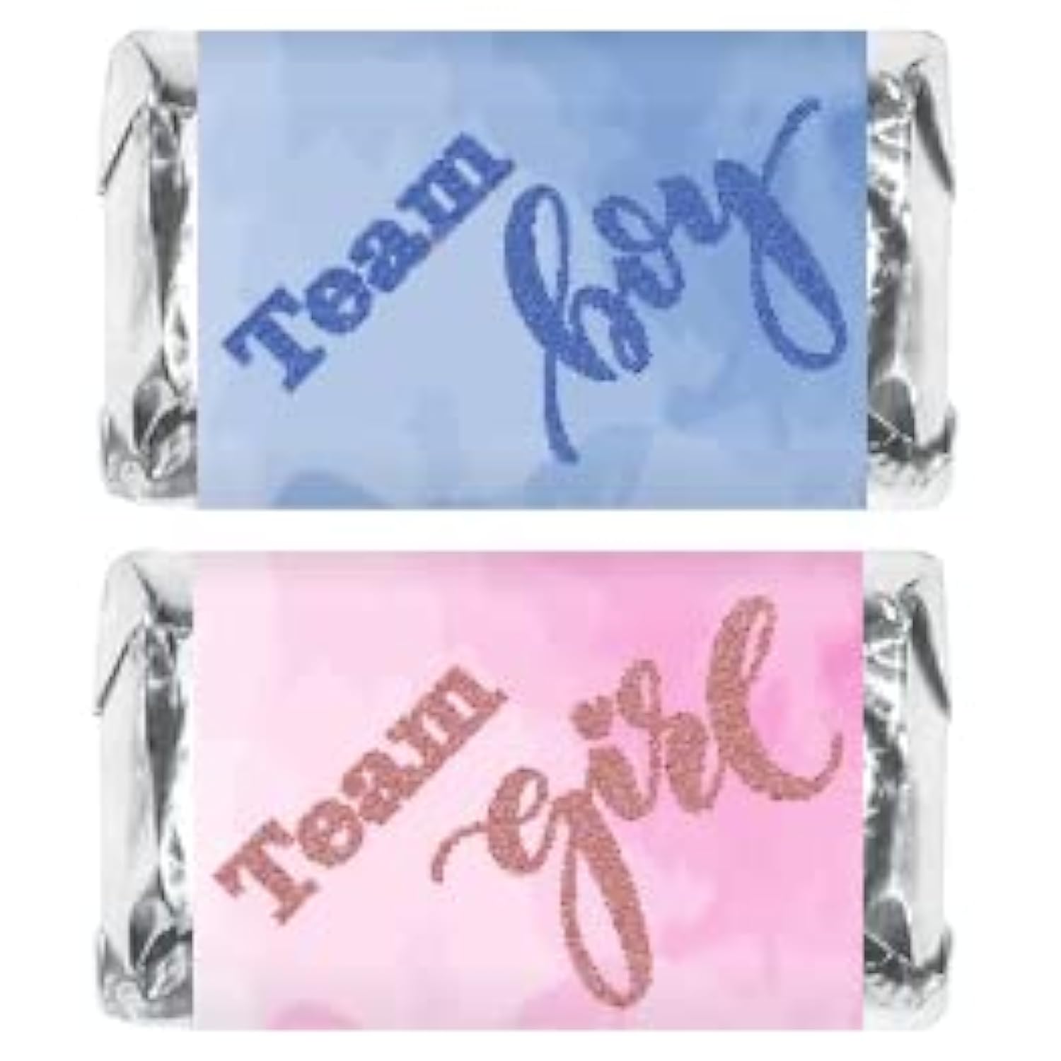 60 Team Girl Team Boy Mini Candy Bar Wrapper, Miniatures Candy Bar Stickers, Gender Reveal Pink And Blue Decorations, Party Favors, Made In Usa,