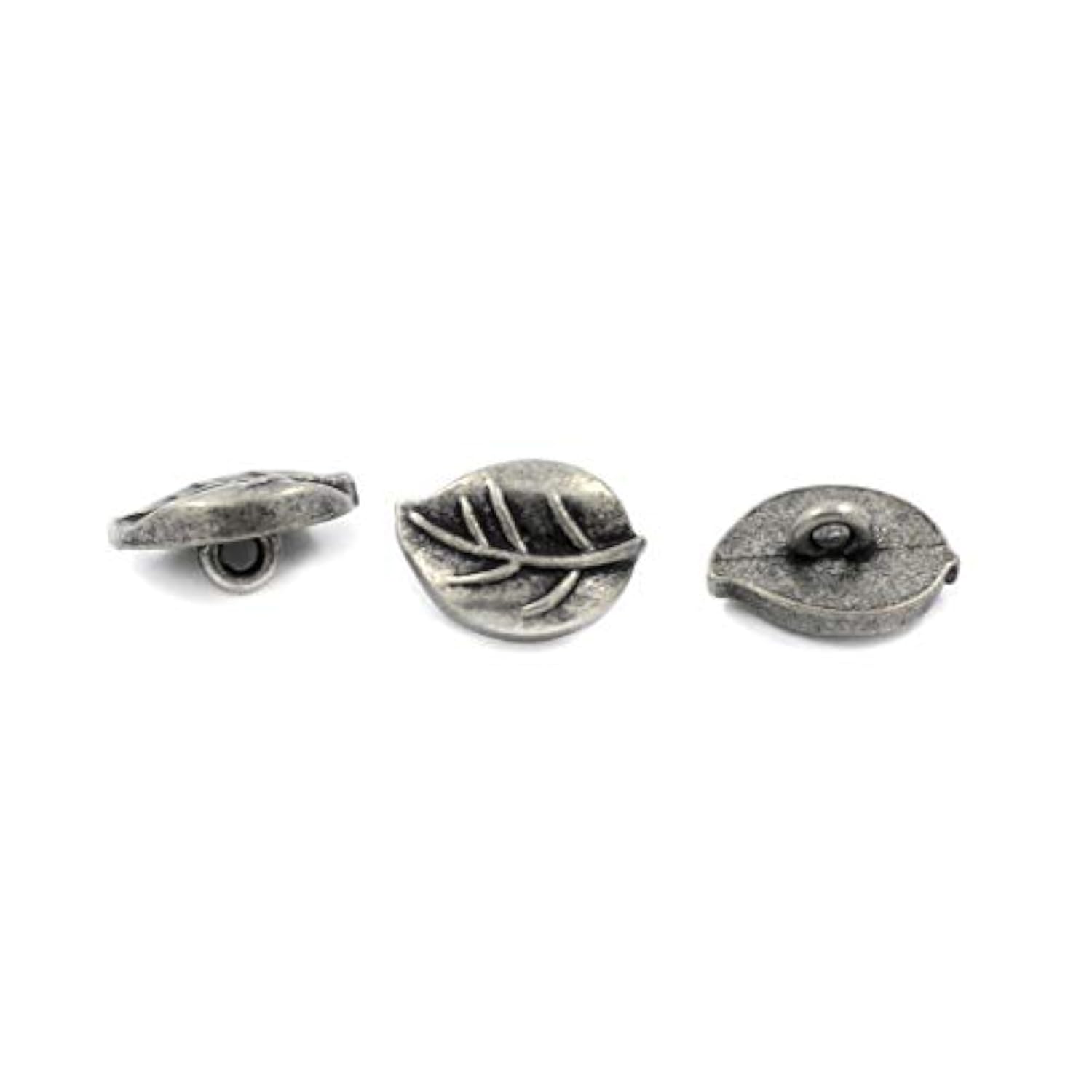 12 Pieces Leaf Metal Shank Buttons 18Mm X 13Mm (Antique Silver)