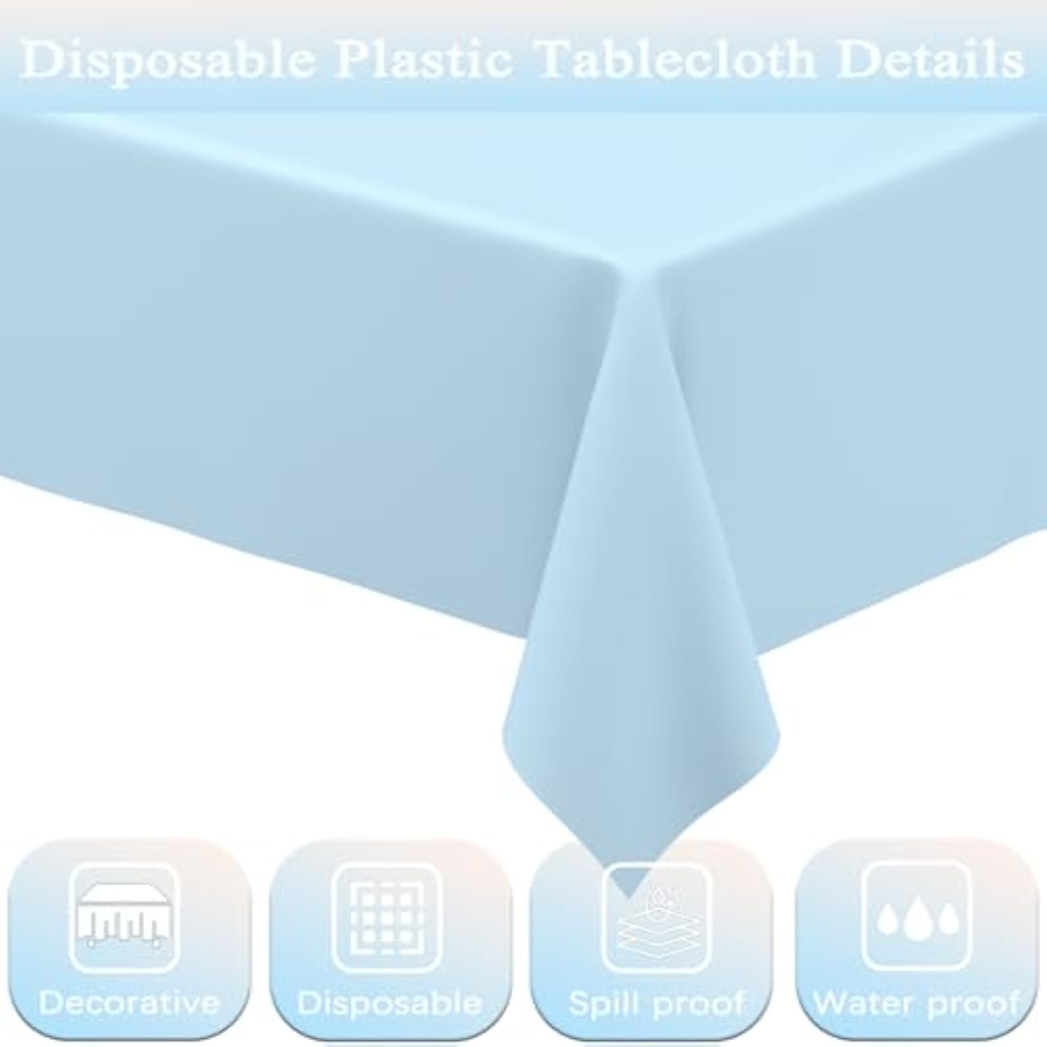 4 Pack Light Blue Tablecloths – Disposable Rectangular Covers for Baby Showers, Weddings