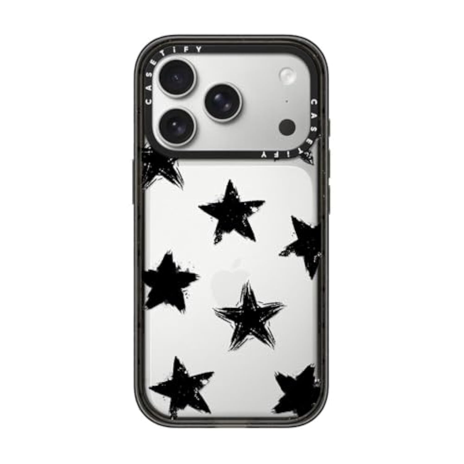 Impact Iphone 17 Pro Case [Slim/Wireless Charging Compatible / 8.2 Ft. 4X Military Grade Drop Protection] - Star Marks - Clear Black