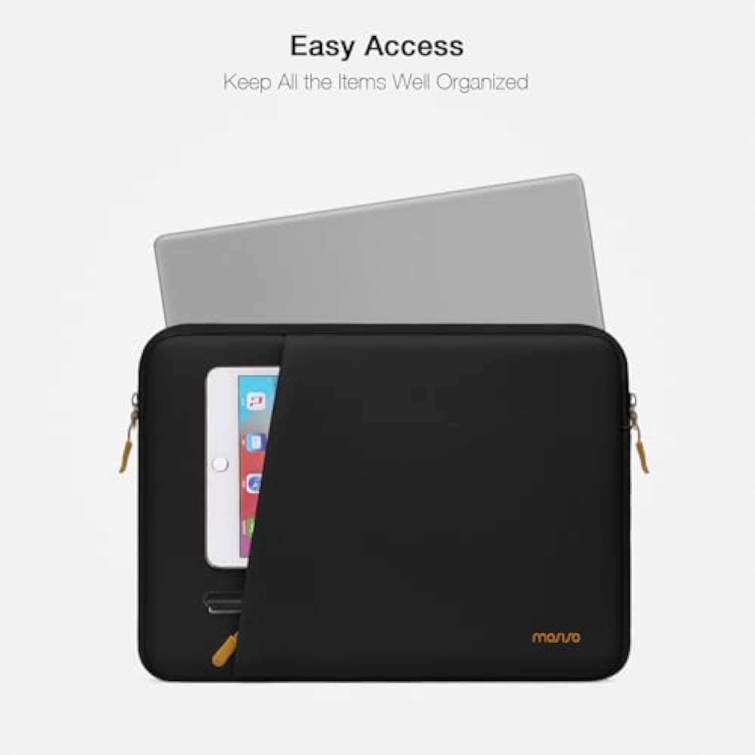 MOSISO 13.3 inch Laptop Case, 13-13.3 inch Laptop Sleeve Compatible with MacBook Air 13 13.6/Pro 13/Pro 14,HP Dell ASUS Lenovo Notebook, Portable Neoprene Carrying Computer Bag with Bevel Pocket,Black