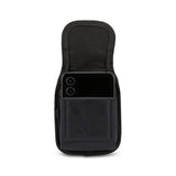 Case-Compatible Leather Pouch For Motorola Razr+ 2025 2024 2023, Samsung Galaxy Z Flip 6/5/4/3 With Heavy Duty Belt Loop, Metal Belt Clip & Dual Magnet Closure (Black Leather)