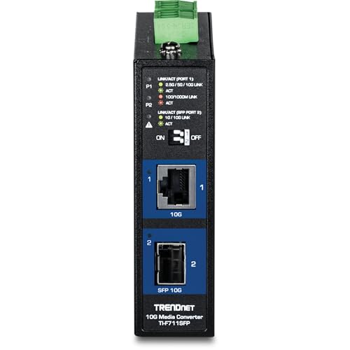 Industrial 10G Sfp+ Media Converter, Ti-F711Sfp, Extreme Temperature Ip50 Rated, Ethernet Splitter, Din-Rail And Wall Mounts Included, Ndaa Taa Compliant For Government Use