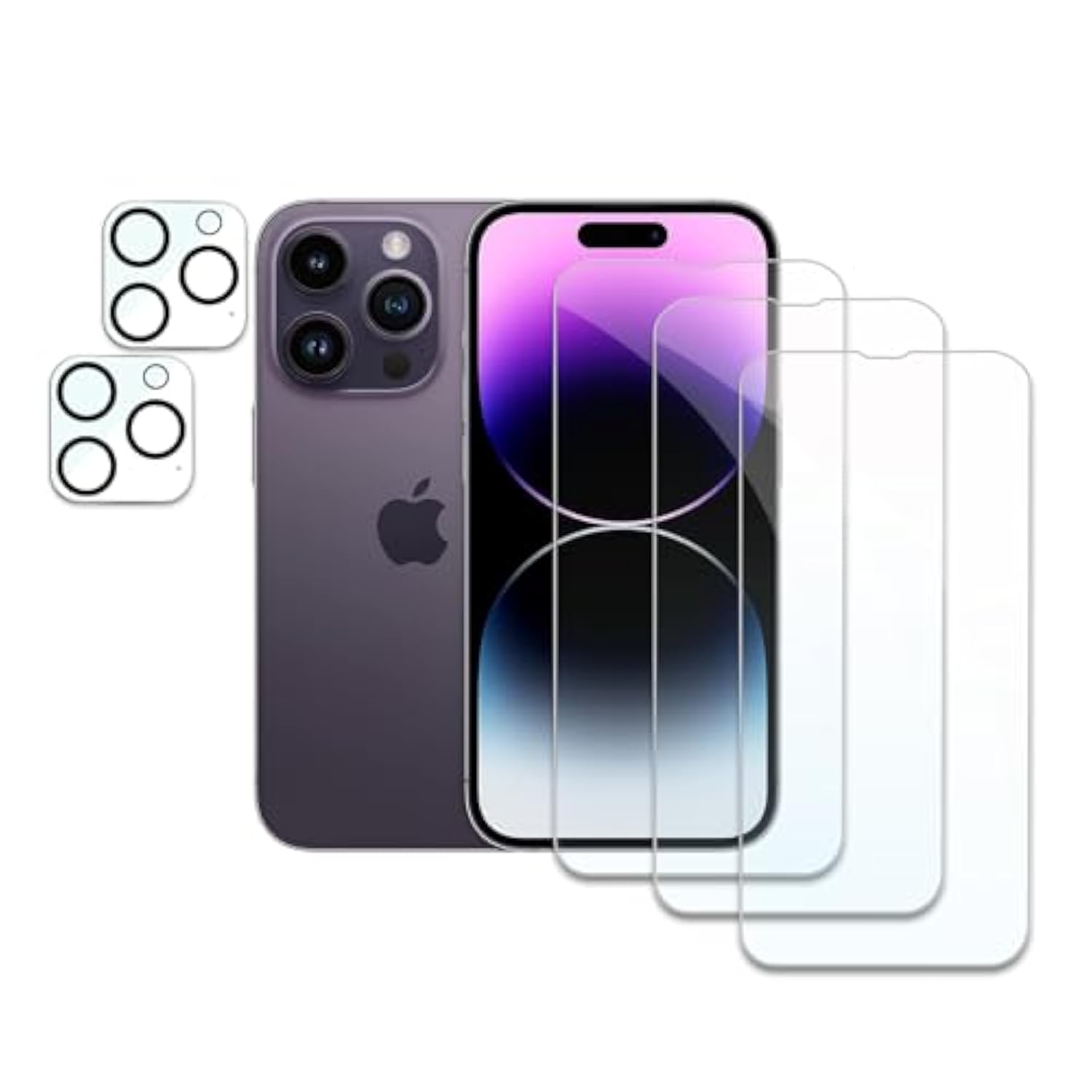 3 Pack Screen Protector For Iphone 14 Pro Max+2 Pack Camera Lens Protector, Tempered Glass Film, Ultra Hd 9H Hardness Case Friendly Anti Scratch Bubble Free Ultra Resistant