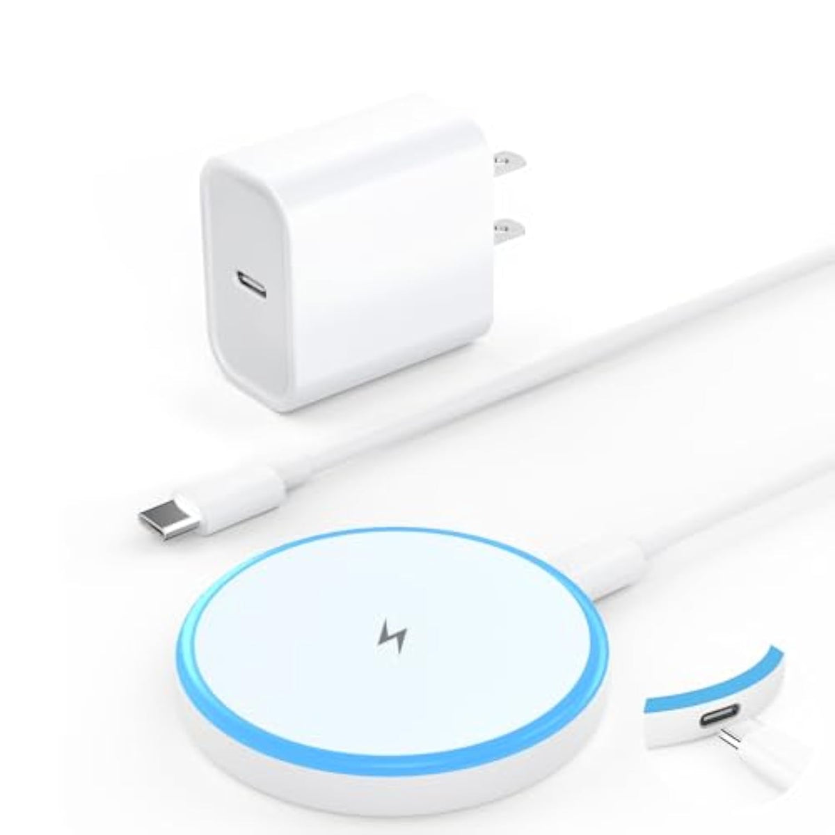 Magnetic Wireless Charger 15W With 20W Adapter & 6Ft Cable – Magsafe Charger For Iphone 16/15/14/13/12 Pro/Max/Plus/Mini & Airpods 3/2/Pro – Fast Wireless Charging Pad For Home, Office, Travel
