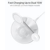 3 In 1 Charger For Magsafe, Wireless Charging Station, Compatible With Magsafe Charger For Iphone 16 15 14 13 12 Series, Airpods Pro/3/2, 5W For Apple Watch(30W Adapter Included)