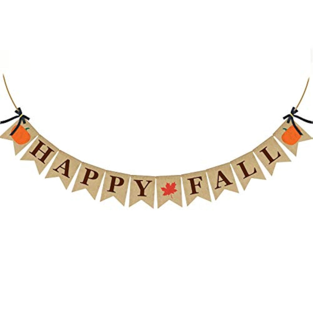 Burlap Happy Fall Banner Pumpkin Flag Rustic Autumn Harvest Home Party Decor
