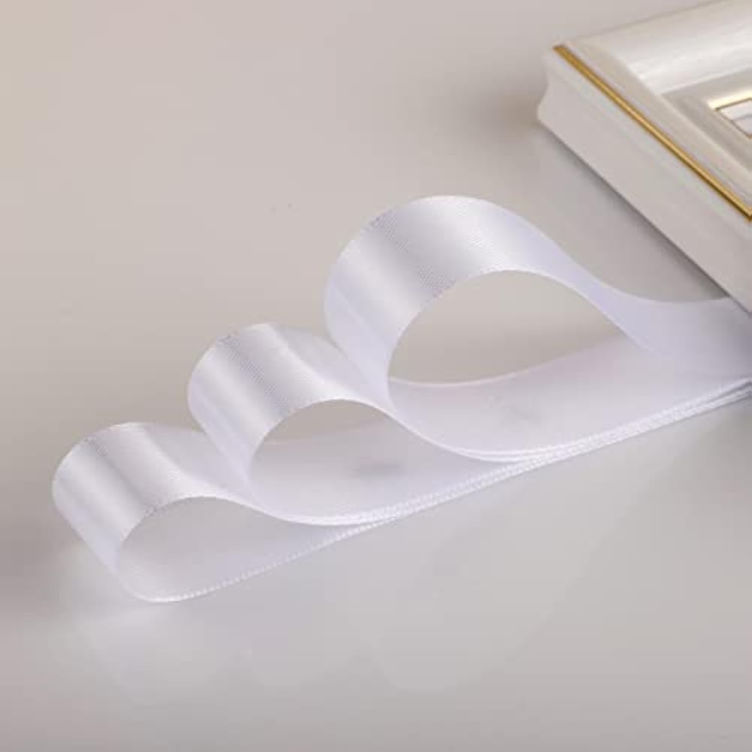 2Rolls/50Yards 1" White Satin Ribbon, White Ribbon For Crafts Gift Wra