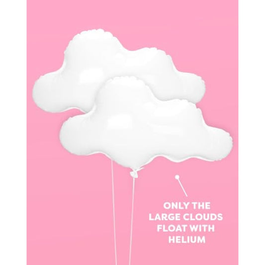 White Cloud Balloons - 4 Pc | Birthday Party Decorations, Cloud Nine Bachelorette Backdrop, Cute Baby Shower Decor, Preppy Bday Supplies, Fun Photo Booth