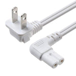 Universal 2 Prong Angled 18 Awg Power Cord - Nema 1-15P To Iec320 C7 Figure 8 Shotgun Connector Ac Power Supply Cable Wire Socket Plug Jack For Ps4 Ps3 Slim Led Hdtv (12 Feet)