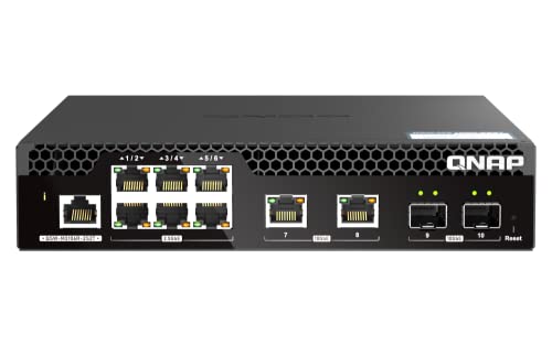 10-Port 10Gbe Half-Width Rackmount Layer 2 Managed Switch With 2 X 10Gbe Sfp+, 2 X 10Nbase-T Rj45, And 6 X 2.5Gbe Rj45 Ports (Qsw-M2106R-2S2T-Us)