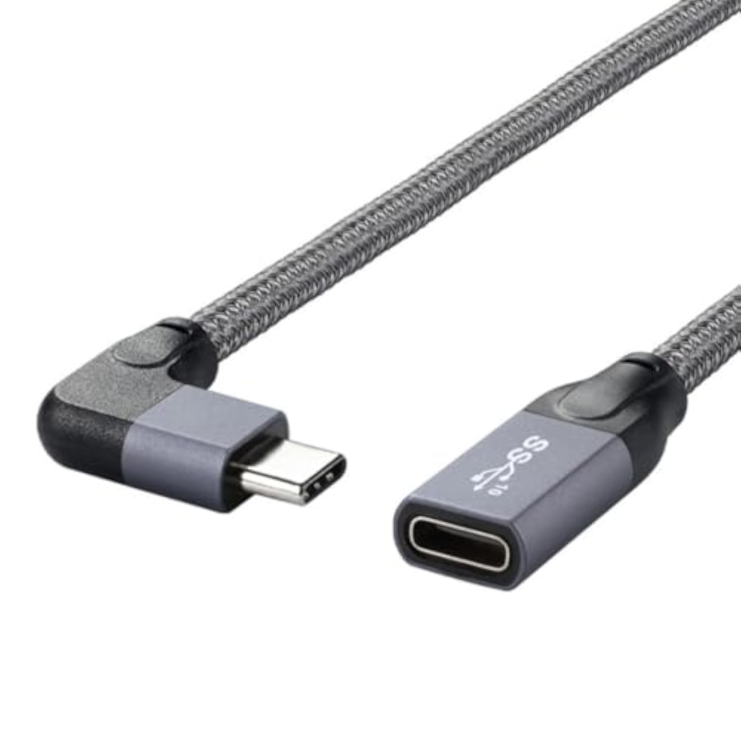 Usb C Cable,Usb Type C Male To Female Extension Cable 90 Degree Angled With Sl