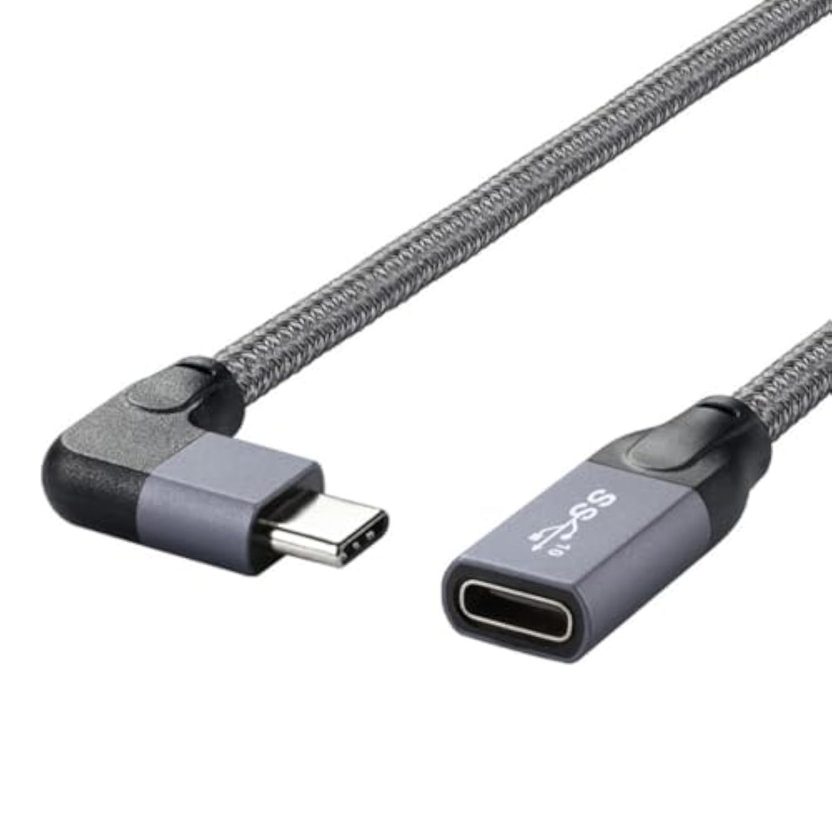 Usb C Cable,Usb Type C Male To Female Extension Cable 90 Degree Angled With Sl