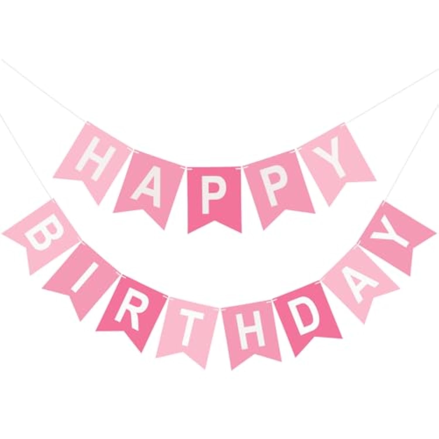 Pink Happy Birthday Banner Pre-Strung Hanging Sign for Women, Men, Girls, or Boys