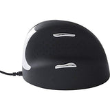 R-Go He Ergonomic Mouse, With Break Software, Usb-C Wired (With Usb A Converter), Vertical Design, Anti Carpal Tunnel, Silent Click, Customisable Buttons, Compatible For Windows/Mac Os, Black/Silver
