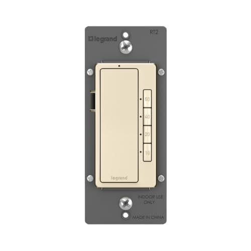 Radiant Digital Countdown Timer Rocker Light Switch, For Home Lighting Control, With Locator & Time Indicator, 60/40/20/10 Minute Settings, Rt2Laccv4, Light Almond, 1 Count