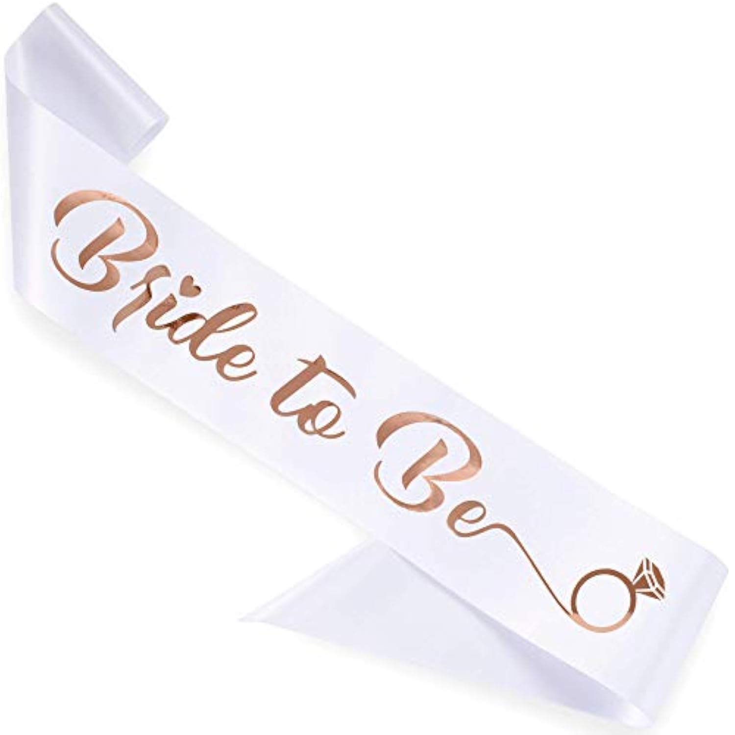 'Bride To Be' Bachelorette Party Sash - Bridal Shower White Satin Sash With Rose Gold Foil Lettering - Hen Party Decorations Supplies Accessories, Wedding Engagement Party Favors Gift