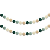 Boho Pom-Pom Garland Sage Green - Set Of 2, Sage Nursery Wall Decor, Baby Shower Wedding Backdrop, Christmas Fireplace Mantel, Gender Neutral