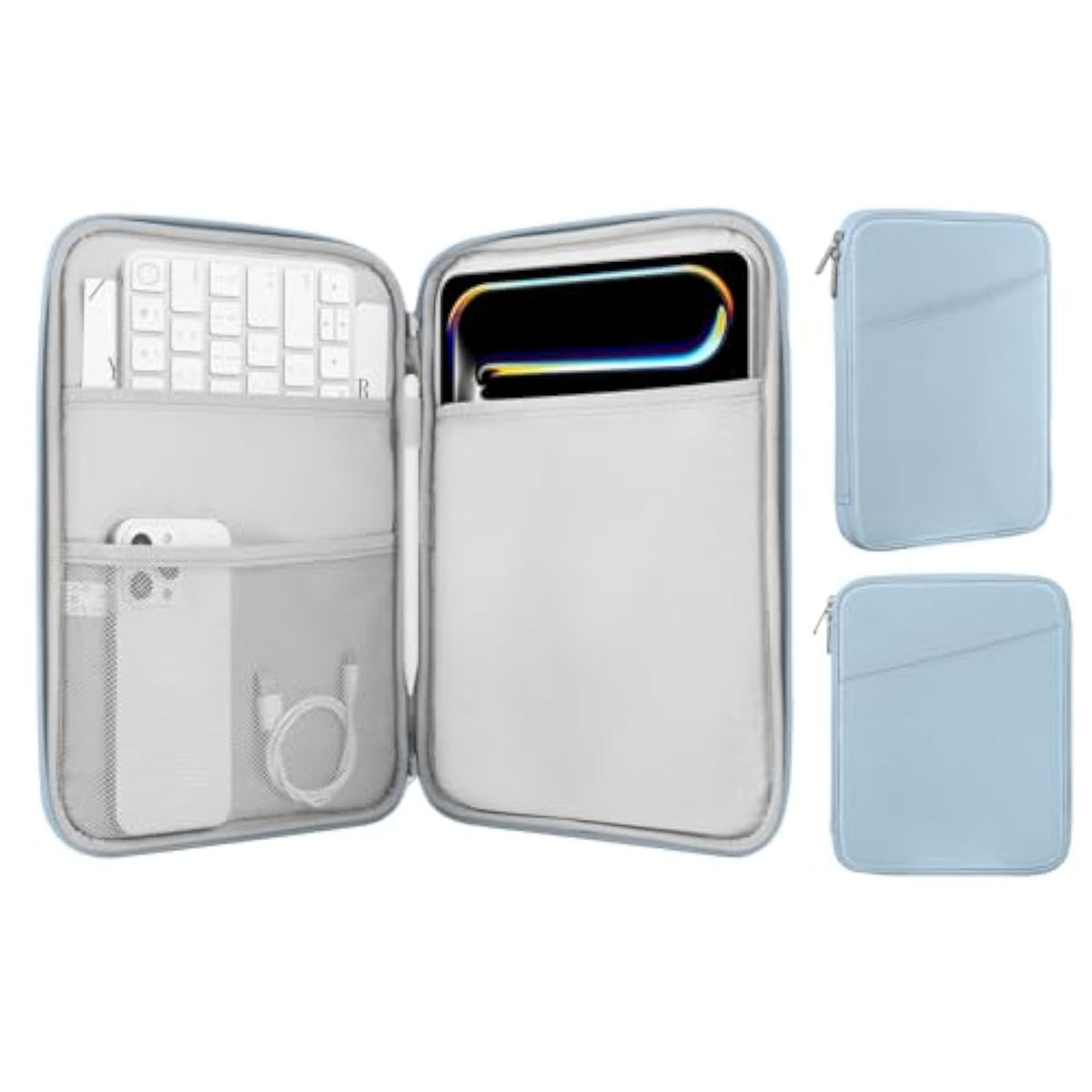 MoKo 9-11 Inch Tablet Sleeve Case, Fits 11inch iPad Air M3, iPad A16 2025, Pro 11 M4, iPad 10/9/8/7th, Galaxy Tab S9/S8/A8/A7, Protective Bag Carrying Case with Pocket, Misty Blue