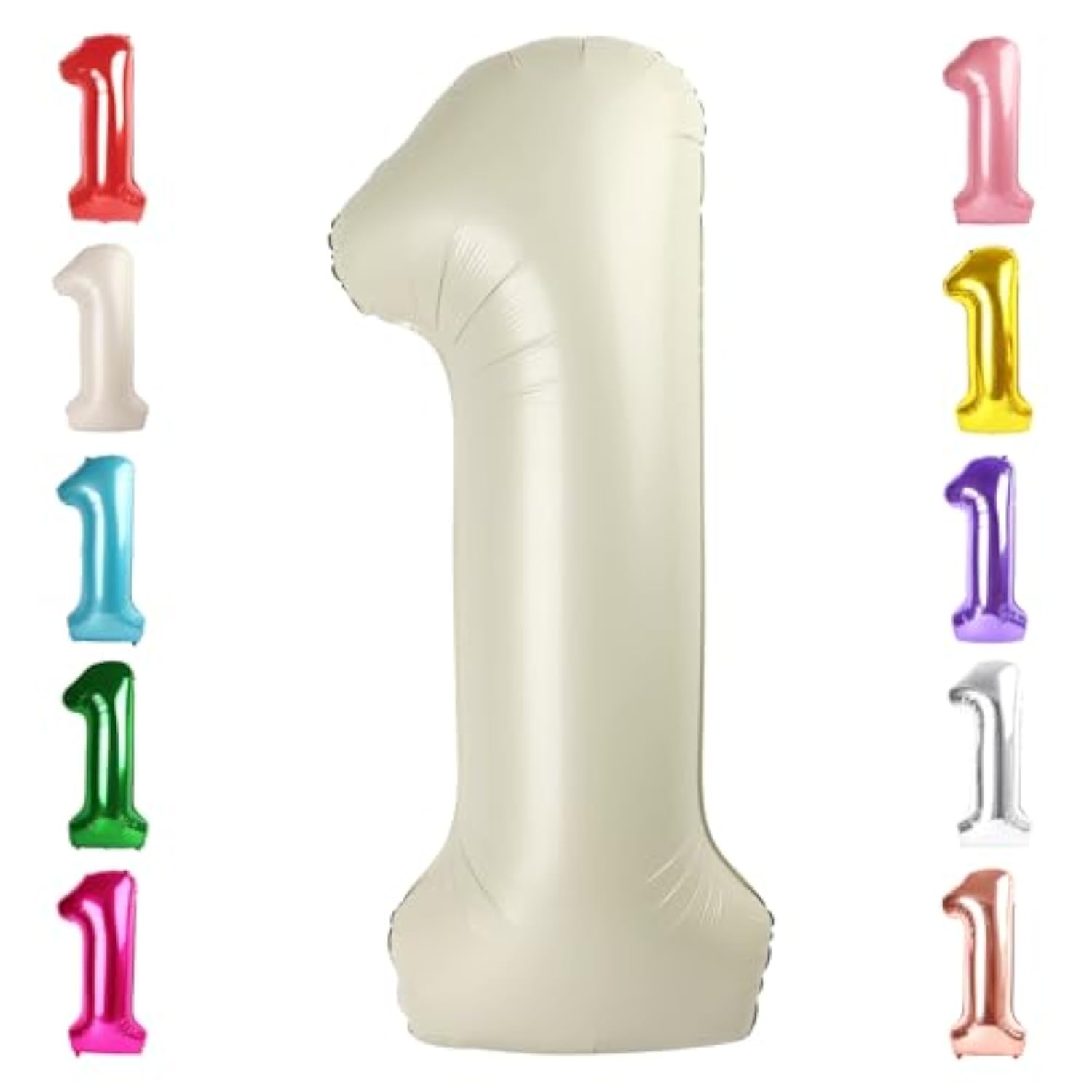 Number Balloons 1, 40 Inch One Balloons For 1St Birthday Girl Boy 1 11 21 Party Decorations Baby Shower Photo Shoot, Cream White 1 Balloon